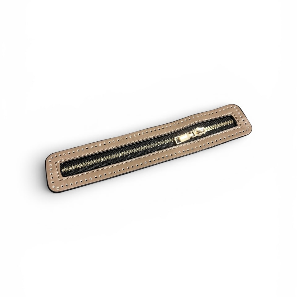 Fermetures éclair en cuir - Beige foncé