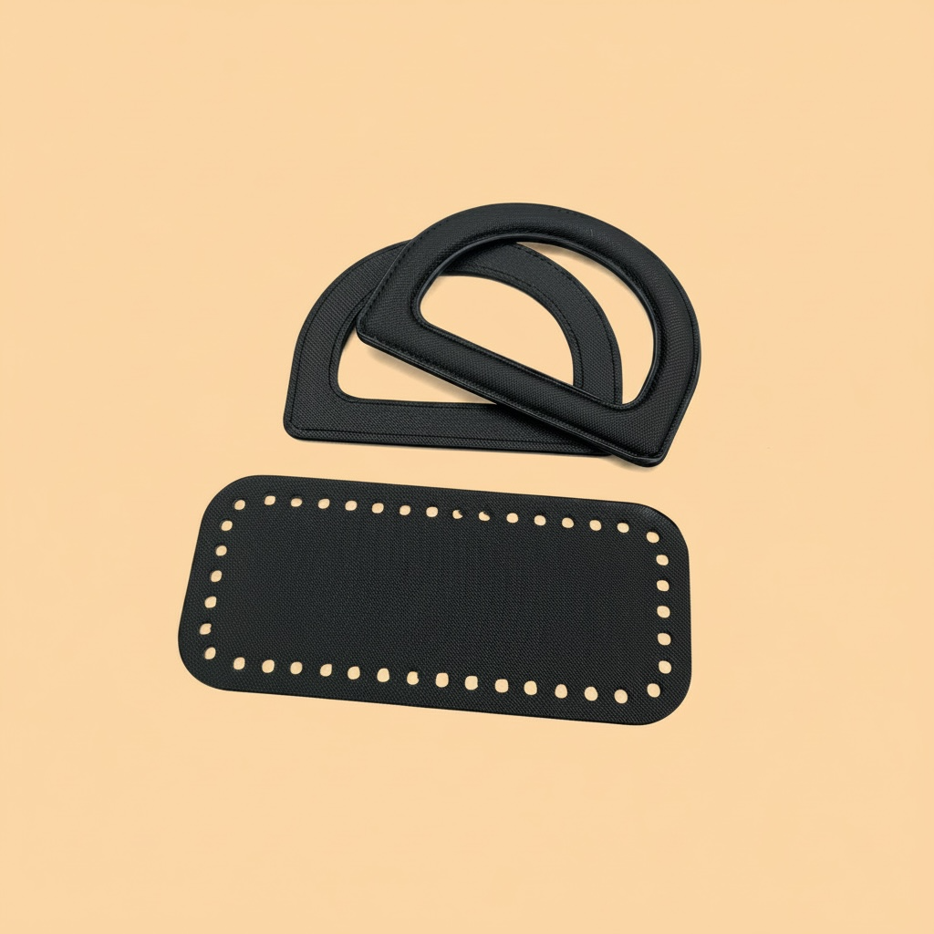 Poignet en D + Support de sac - Noir 8x18 cm