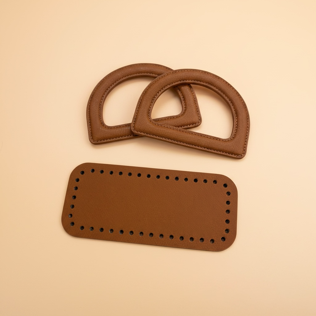 Poignet en D + Support de sac - Marron 8x18 cm