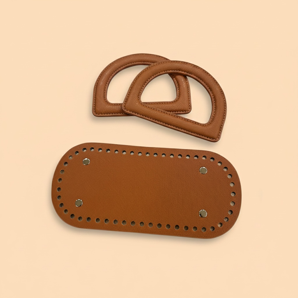 Poignet en D + Support de sac - Marron 10x22 cm