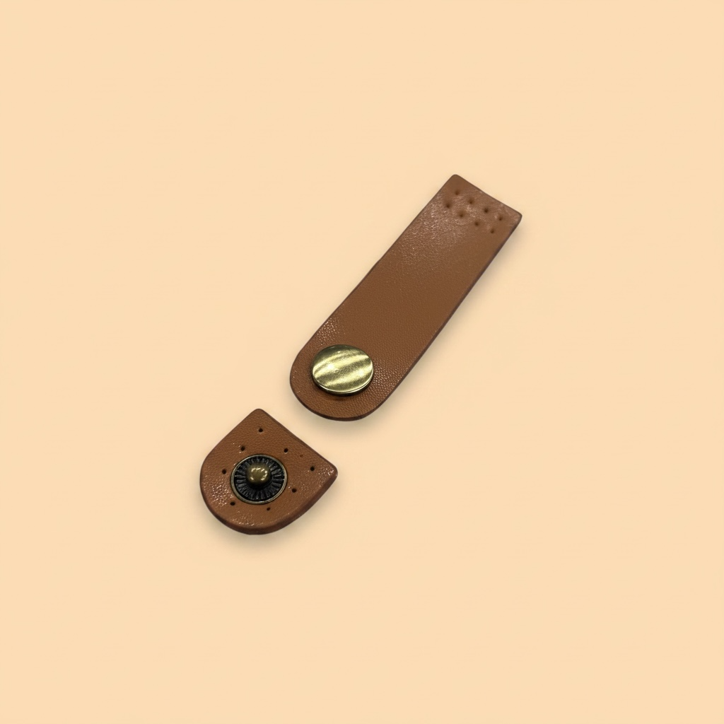 Fermoir + bouton  - Marron