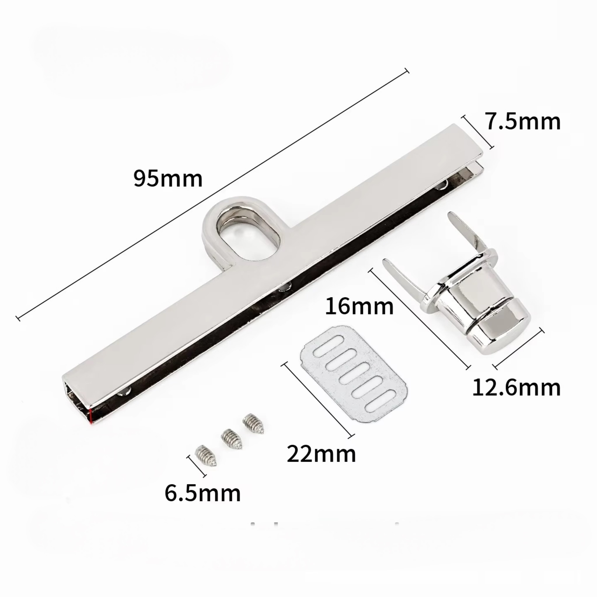Fermoir en T 9.5 cm - Argenté