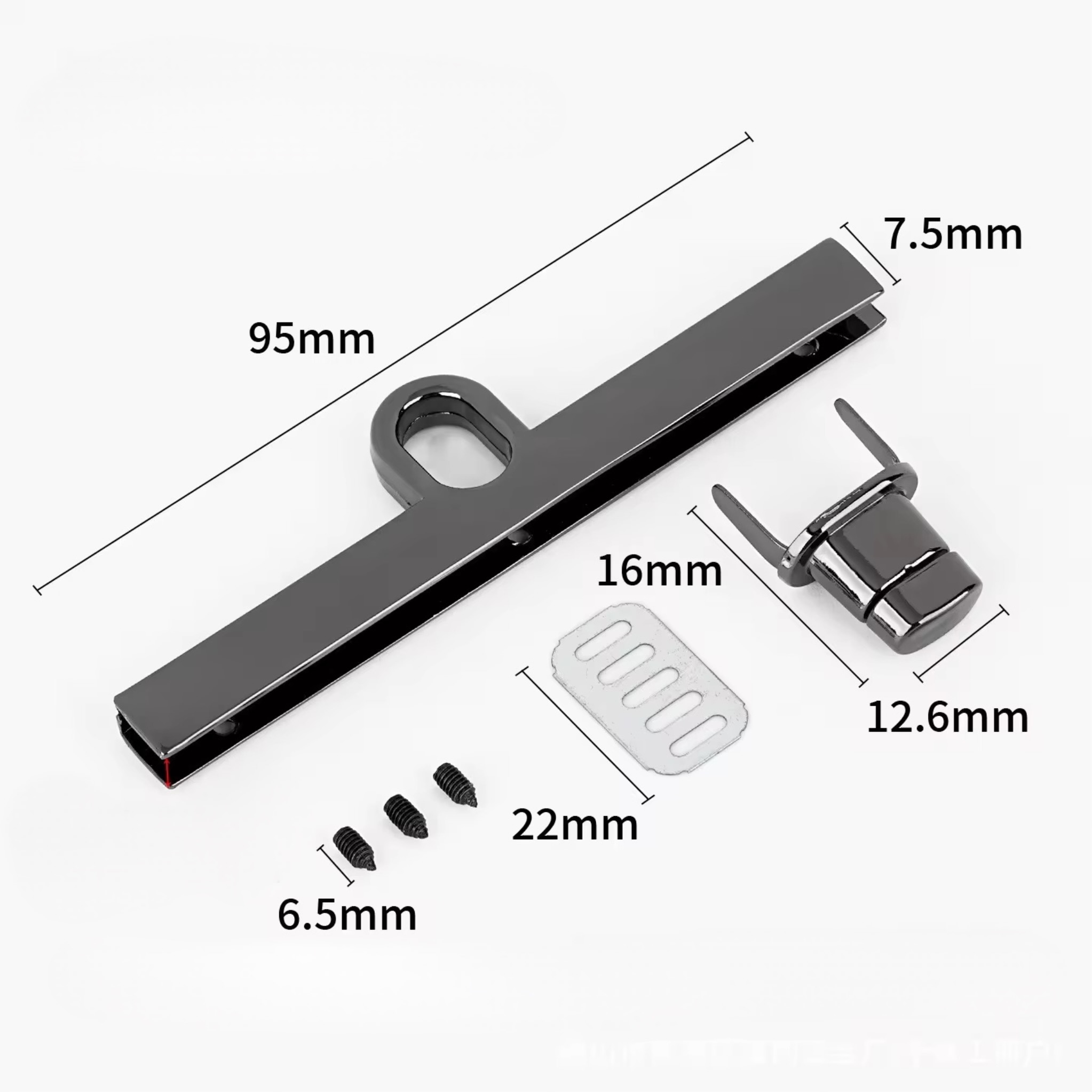 Fermoir en T 9.5 cm - Noir