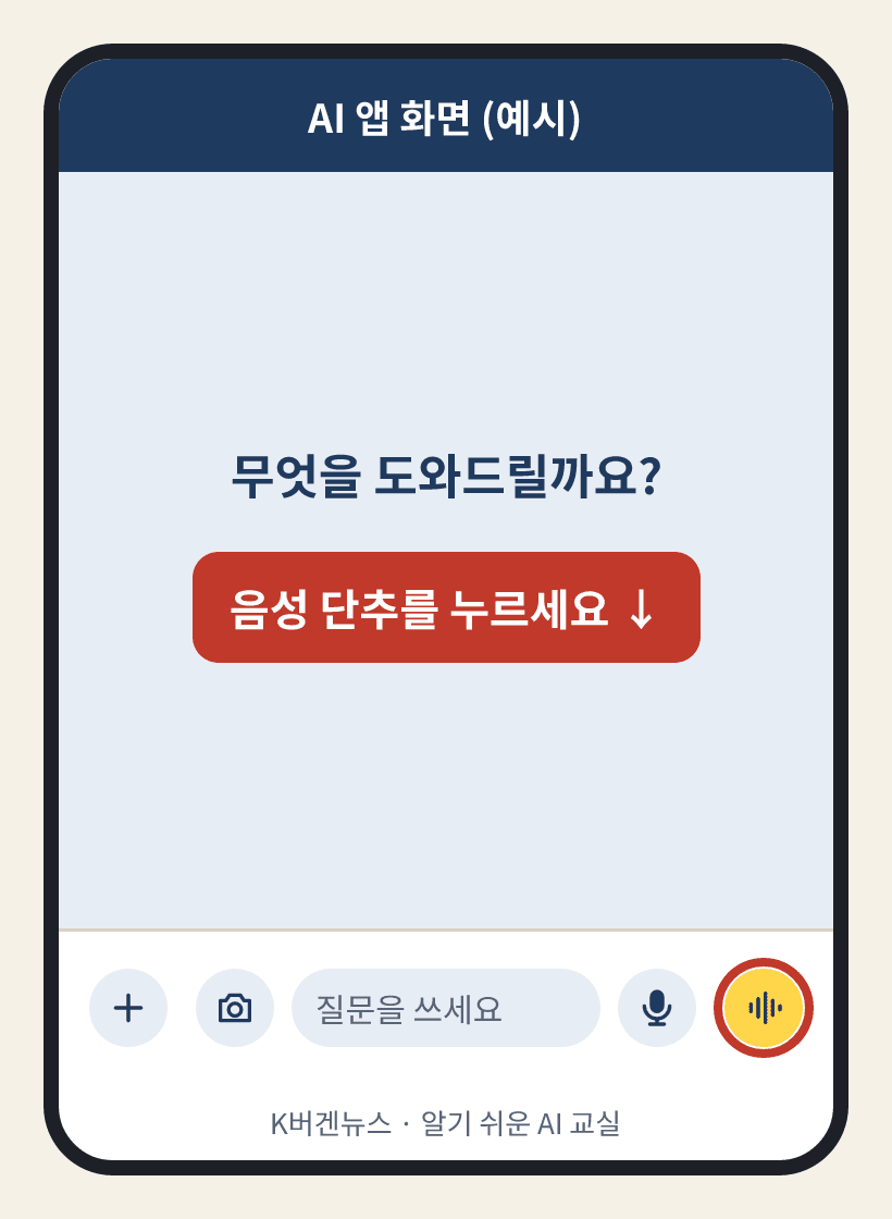 앱 화면 그림: 음성 단추를 누르세요