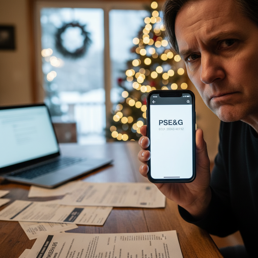 AI 생성 이미지 (gemini): A close-up photojournalistic image of a concerned homeowner holding a smartphone displaying a suspic...