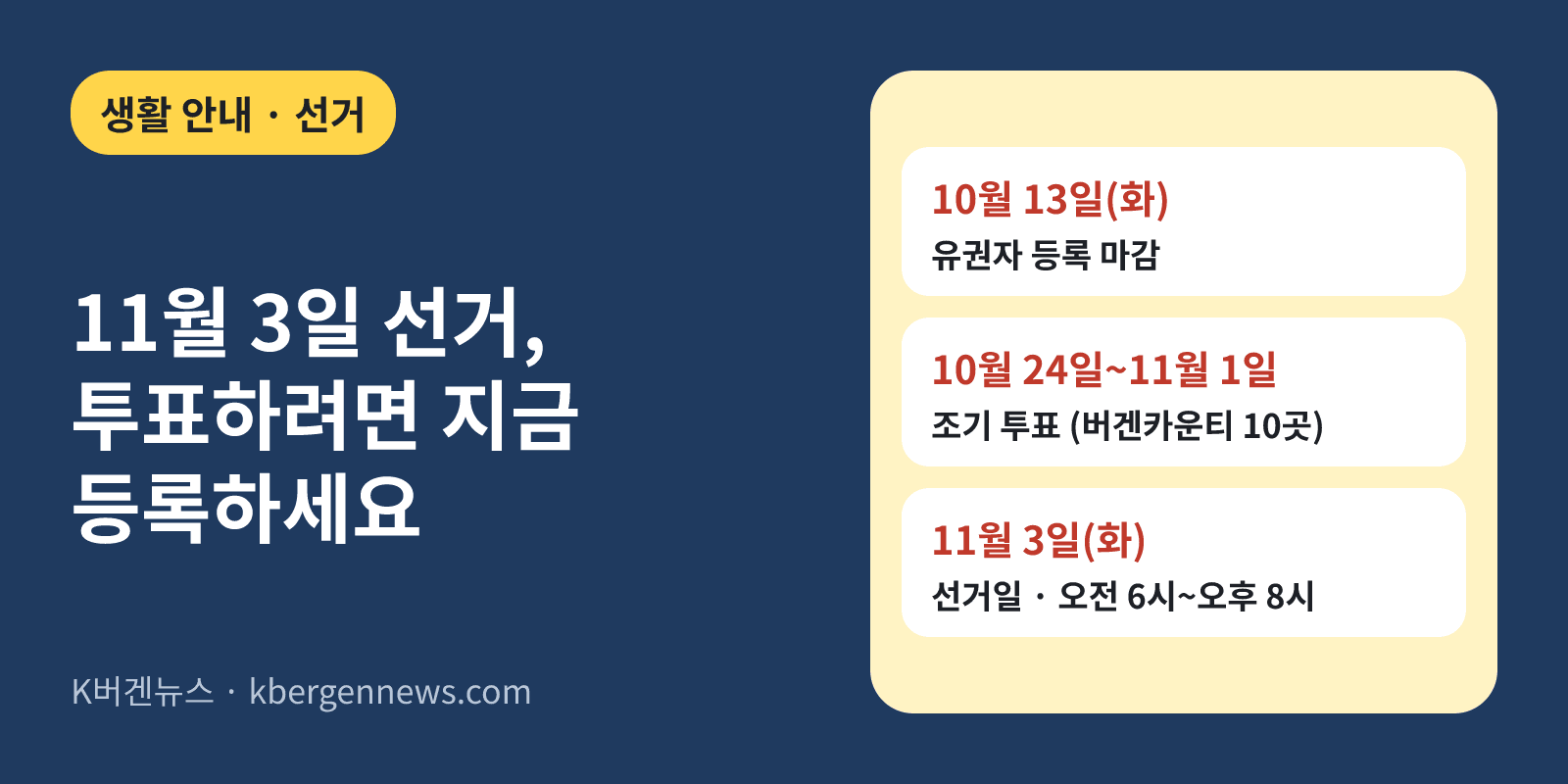 11월 선거 꼭 챙길 날짜