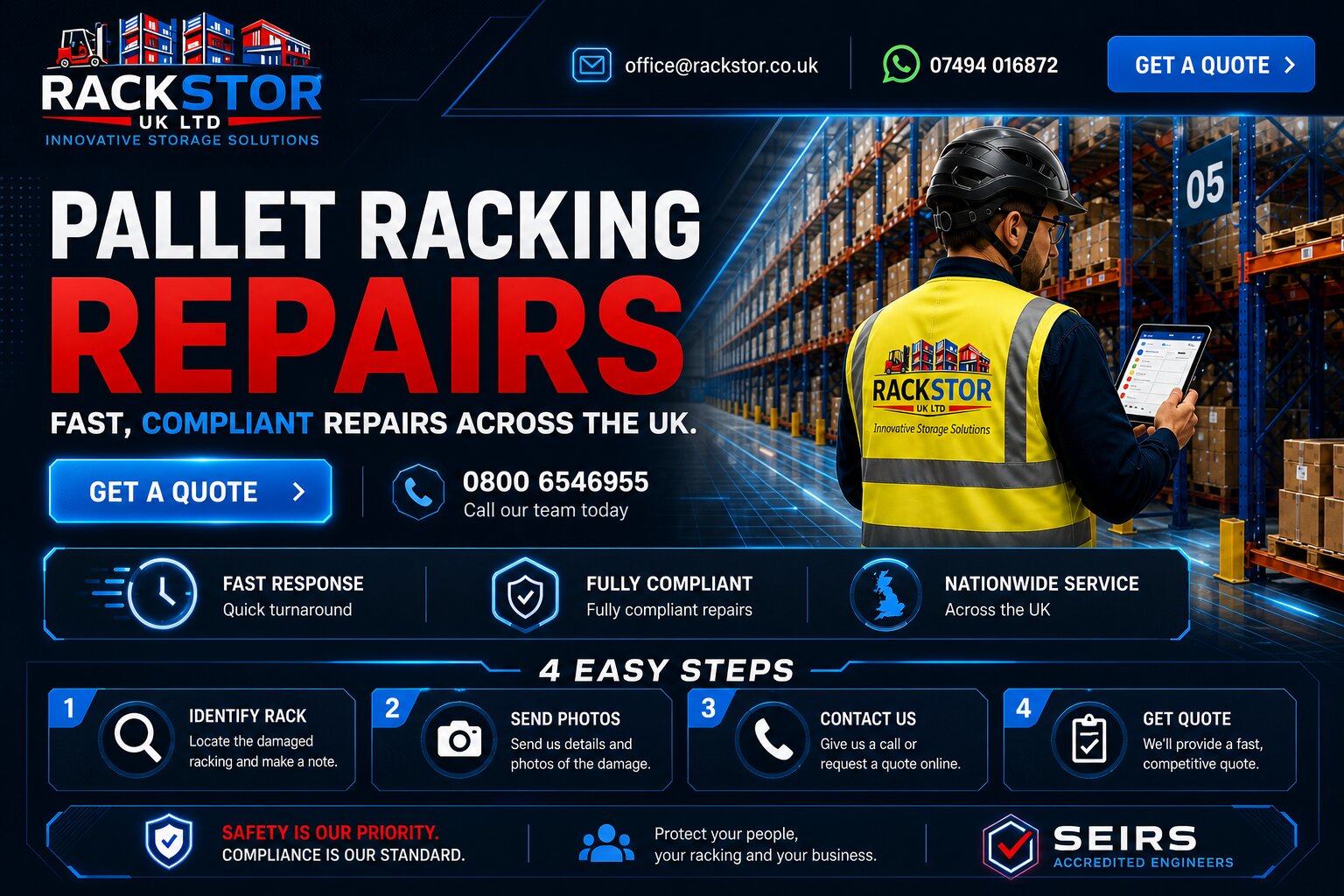 Pallet racking repairs in Dorset