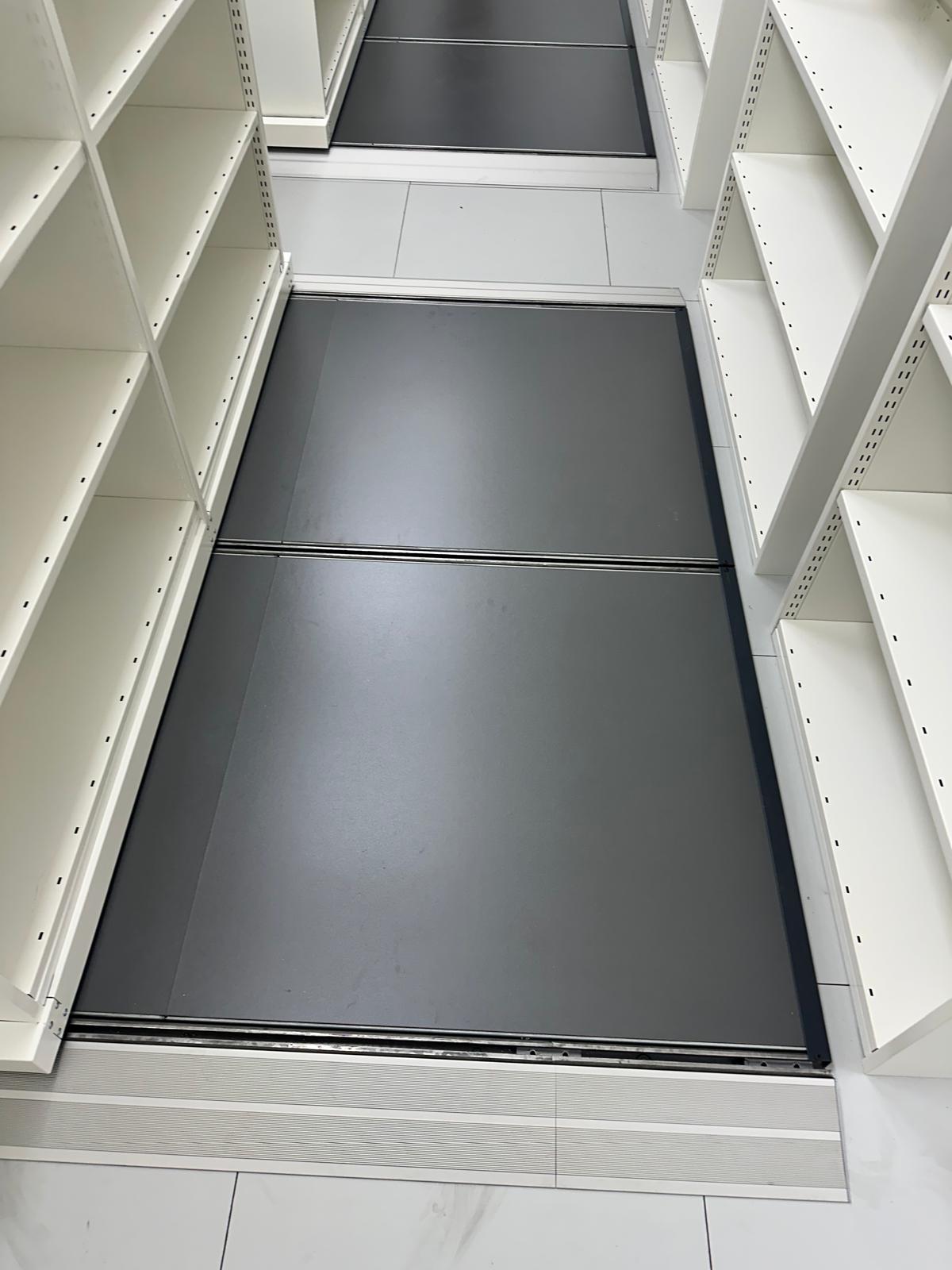 Completed picture racking and mobile shelving installation in a Gibraltar art gallery