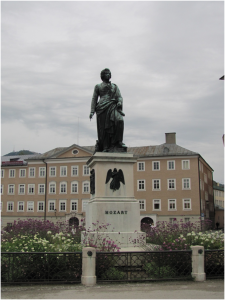 A statue of Mozart in Salzburg, Austria. A statue of Mozart in Salzburg, Austria.
