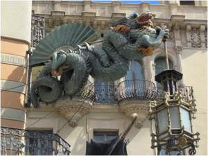 Dragon statue in Barcelona, Spain