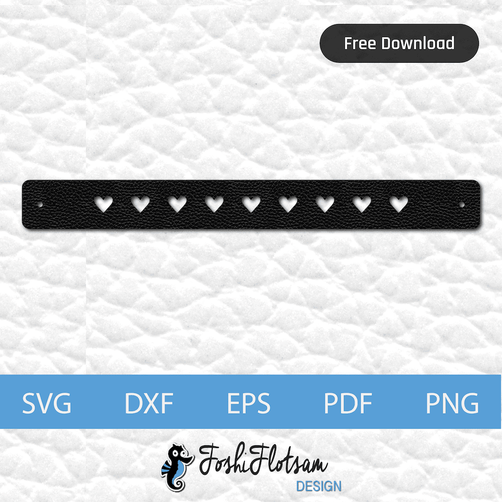 Free bracelet SVG - Free repeating heart SVG bracelet design 1 heart free bracelet SVG cut file with repeating heart pattern design.