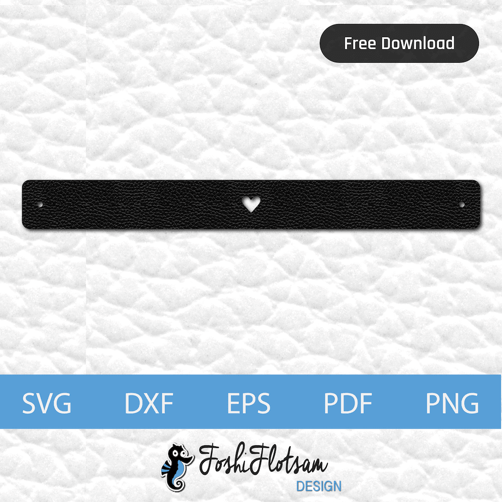 Free bracelet SVG - Free single heart SVG bracelet design 1 single-heart free bracelet SVG cut file with single heart pattern design.