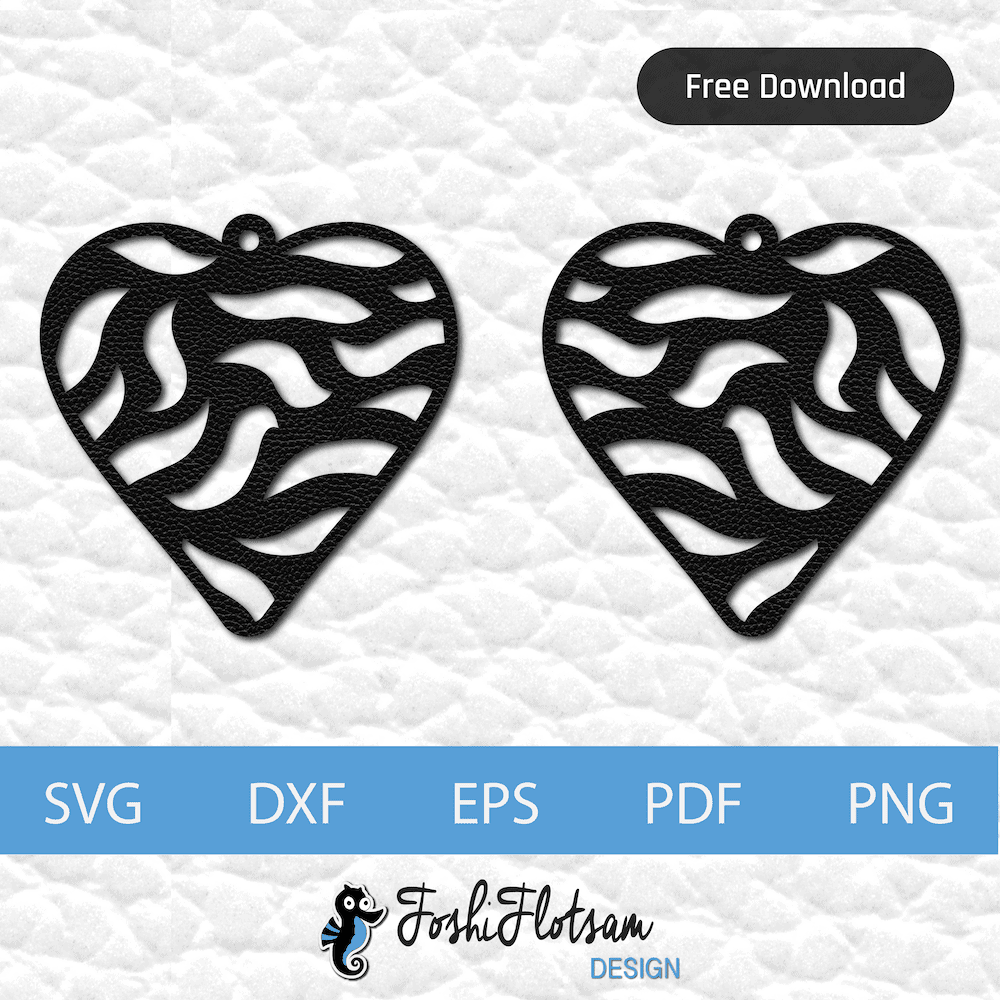 Free earring SVG - Free heart SVG earring set 1 1 set of heart free earring SVG cut files with left and right earrings.