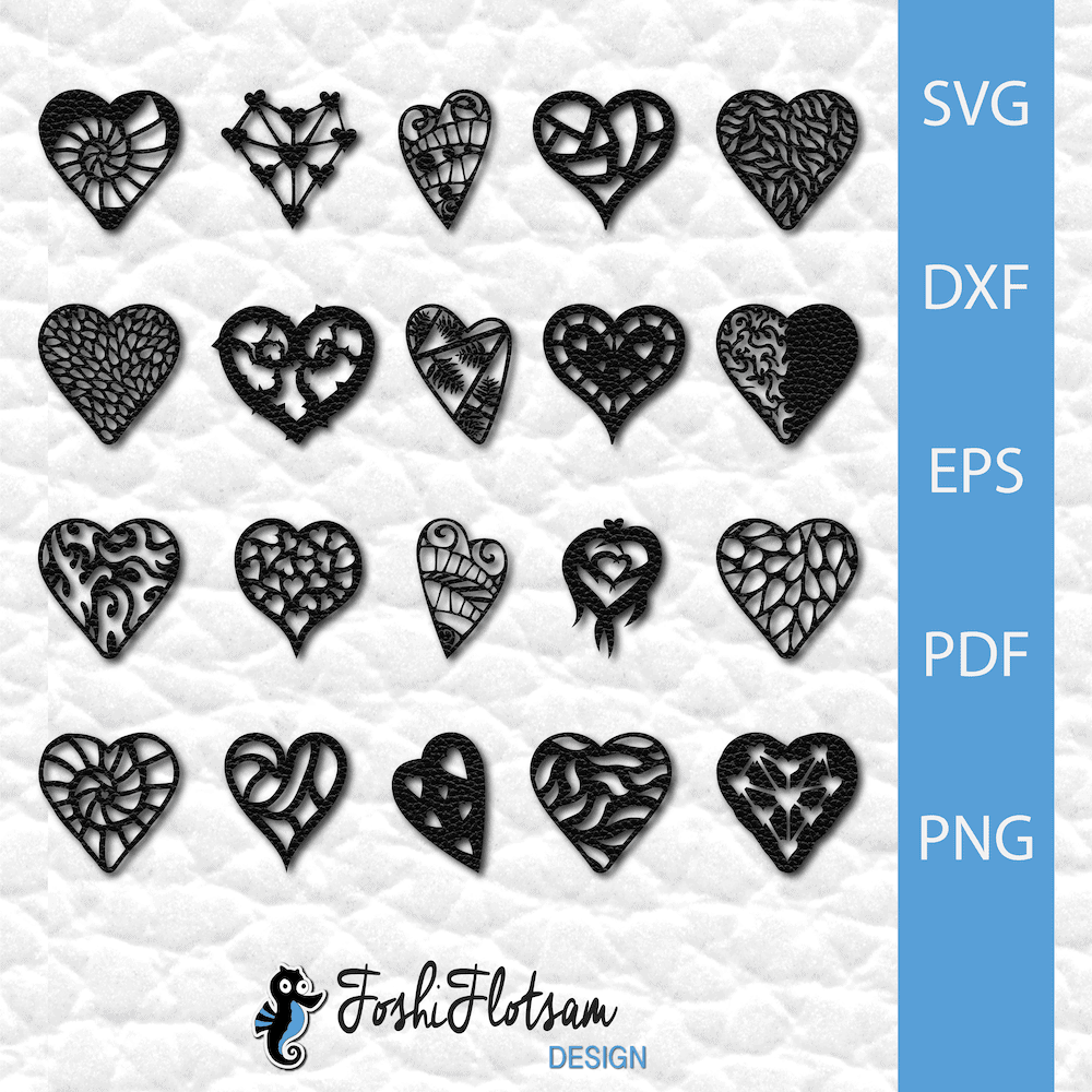 Clipart SVG - Heart SVG clipart bundle 1 20 heart clipart SVG files with assorted heart designs.