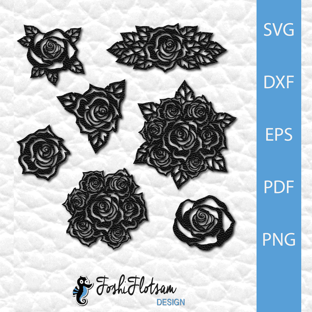 Clipart SVG - Rose SVG clipart bundle 1 7 rose clipart SVG files with single rose and rose bouquet designs.