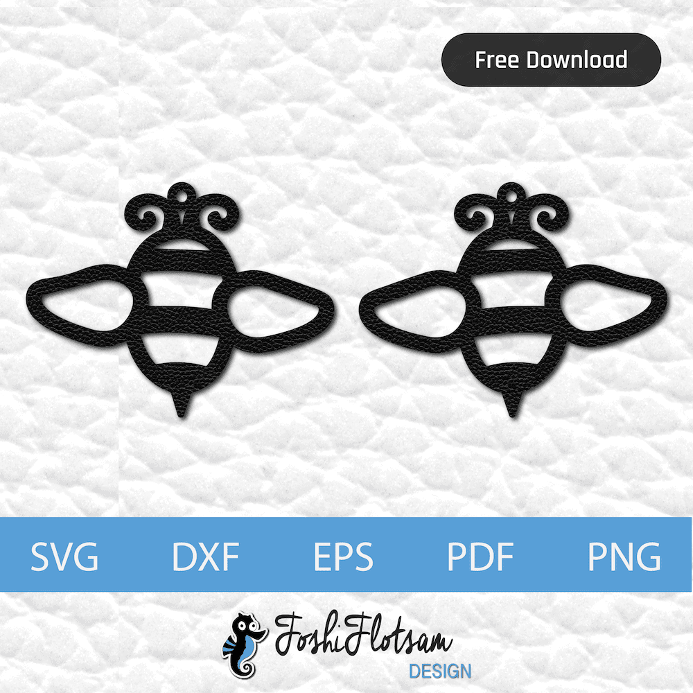 Free earring SVG - Free single bumblebee SVG earring set design 1 set of bumblebee free earring SVG cut files with left and right single bee design earrings.