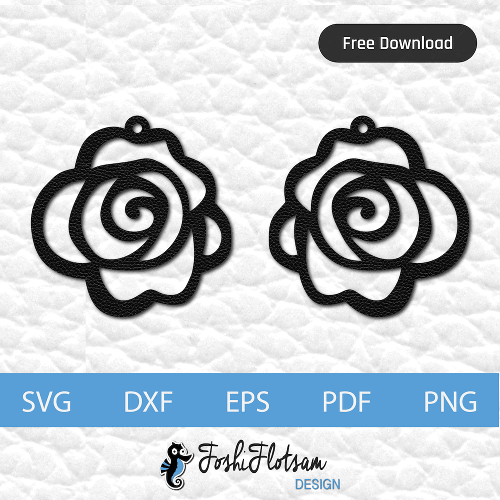 Free earring SVG - Free single rose SVG earring set design 1 set of rose free earring SVG cut files with left and right simple rose design earrings.