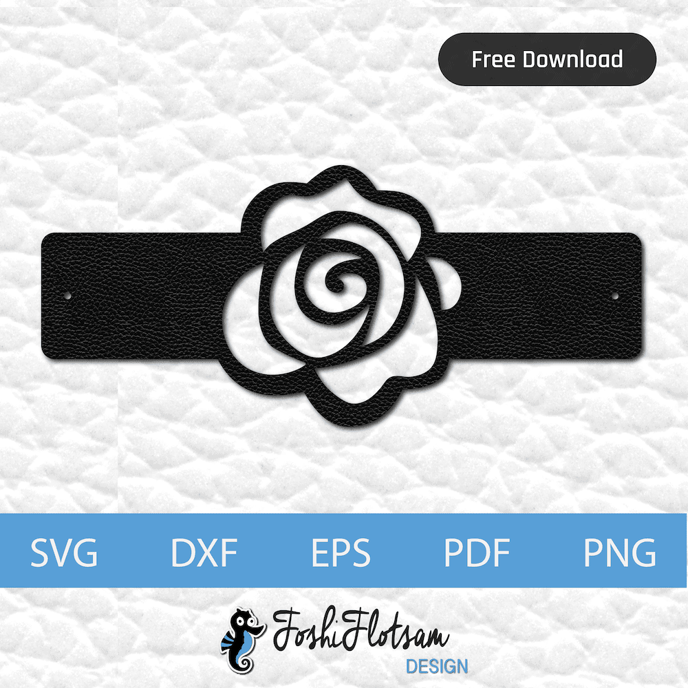 Free bracelet SVG - Free single rose SVG bracelet design 1 single-rose free bracelet SVG cut file with simple rose pattern design.