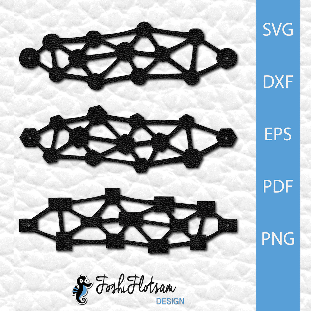 Bracelet SVG - Pattern SVG bracelet bundle 4 3 bracelet SVG cut files with assorted pattern designs.