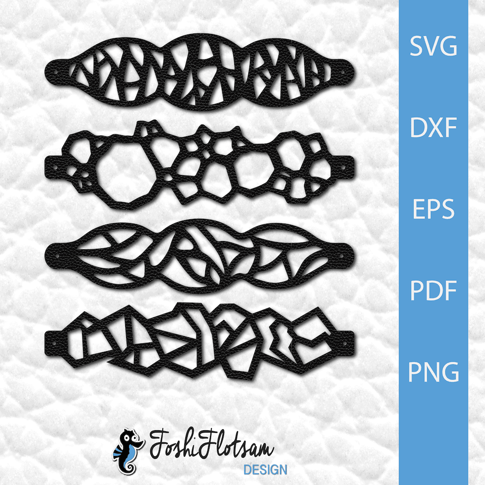 Bracelet SVG - Pattern SVG bracelet bundle 3 4 bracelet SVG cut files with assorted pattern designs.