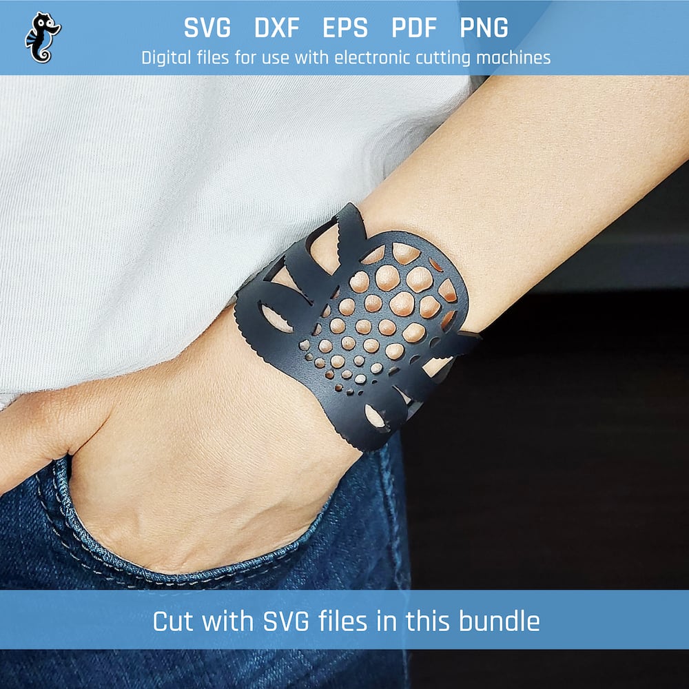 Octopus bracelet bundle demo 2 Example of octopus bracelet cut from SVG design file in this bundle.