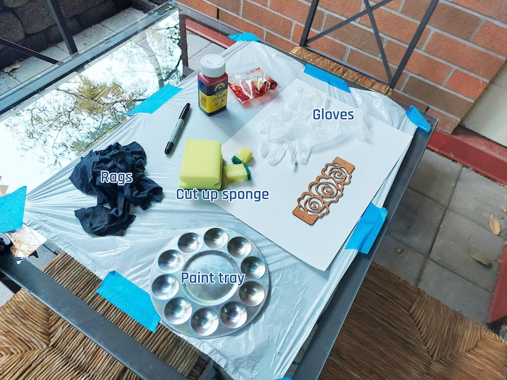 Setup for leather dyeing My setup for leather dyeing.