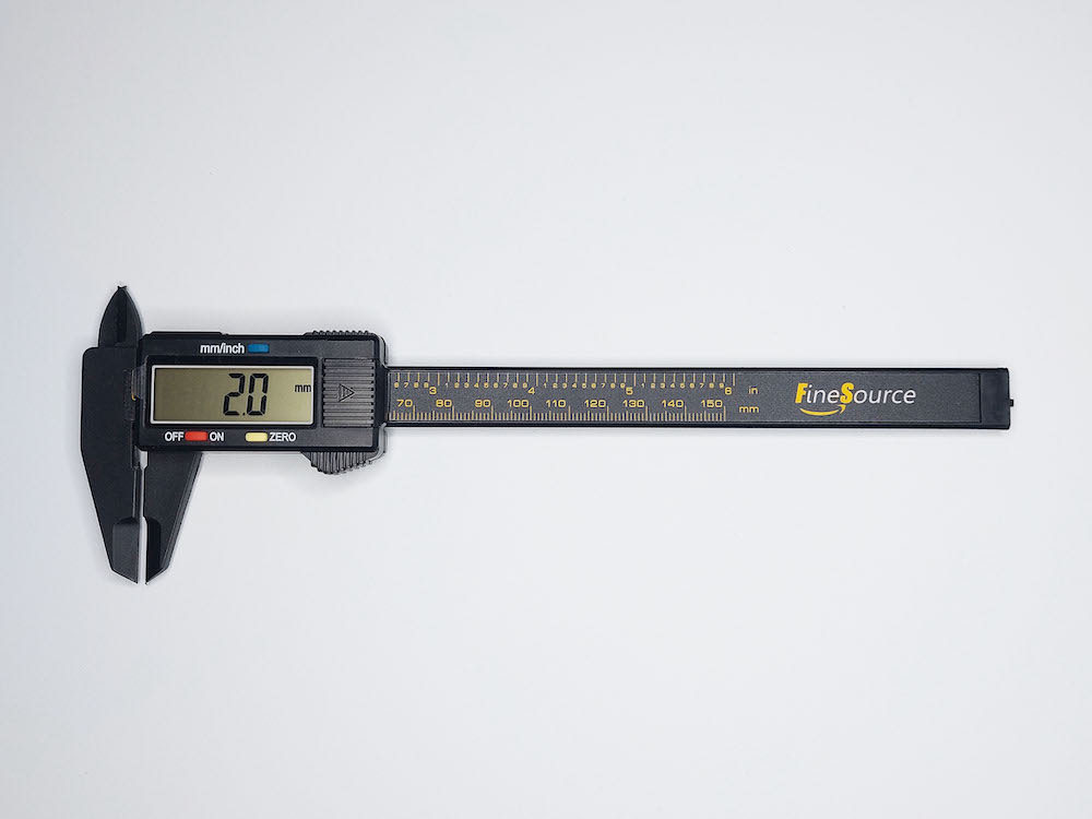 Digital callipers Digital callipers used to measure the thickness of leather.