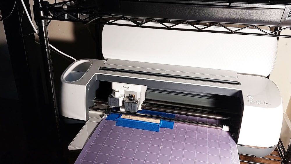 Test 1 in progress Leather being cut in Test 1.