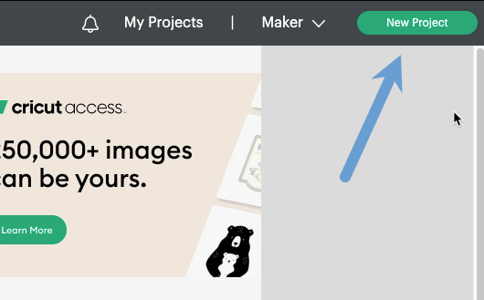 Step 1a: Go to Cricut Design Space and select New Project Step 1a: I navigate to the New Project button in the top right corner of Cricut Design Space.