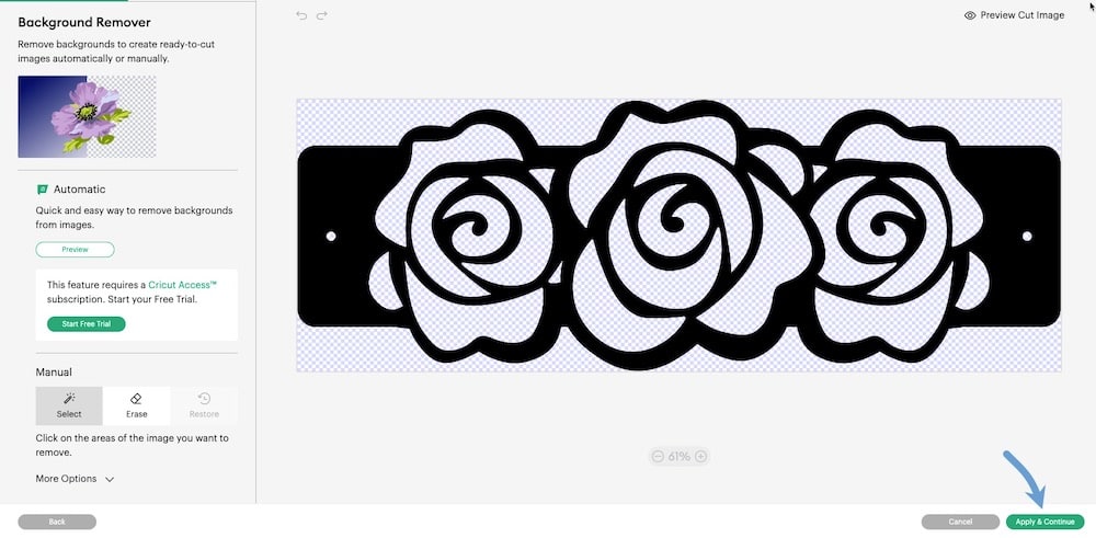 Step 1f: Remove the background if there is one Step 1f: Screen with option to remove the background.