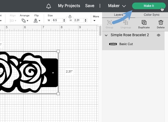 Step 3b: In Cricut Design Space, select Make It Step 3b: I select Make It in the top right corner of Cricut Design Space.