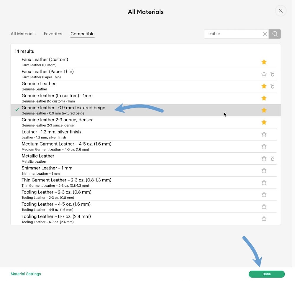 Step 3e: Select your Custom Material Step 3e: I select my Genuine Leather Custom Material.