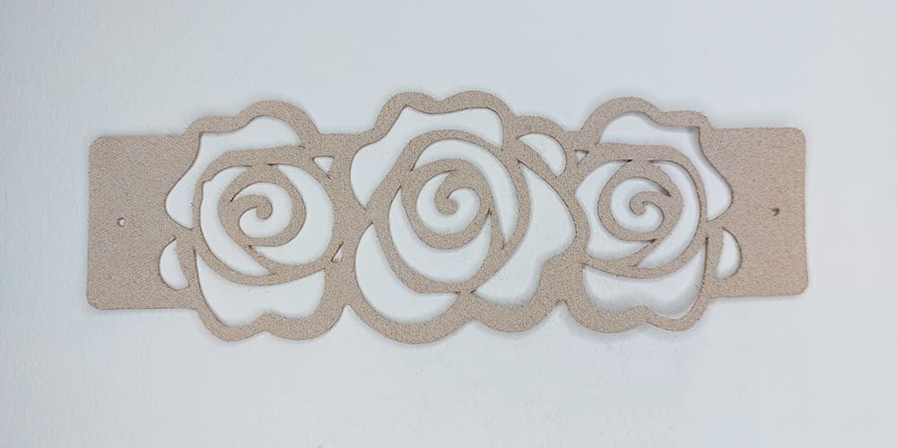 The finished result 2 The freshly cut leather bracelet from the back.