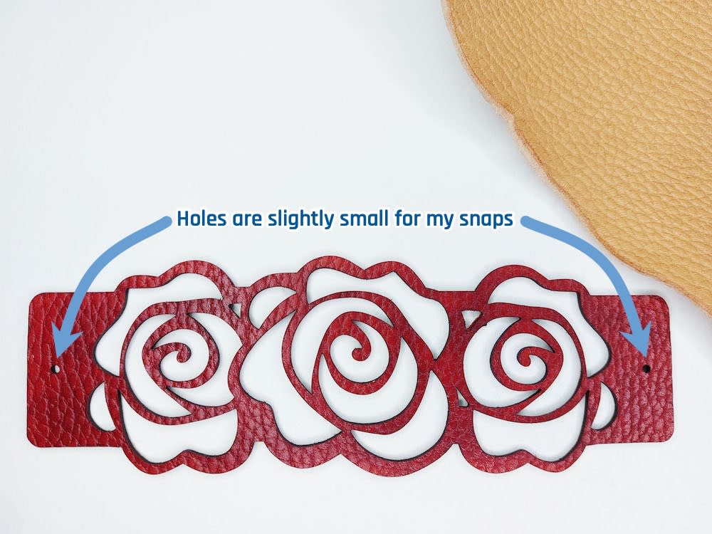 Small holes Shows holes too small for my snap fasteners
