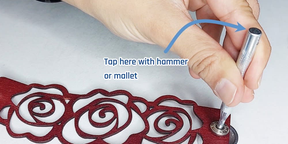 Tap with hammer Tap with hammer or mallet on the flat end of pointed installation tool