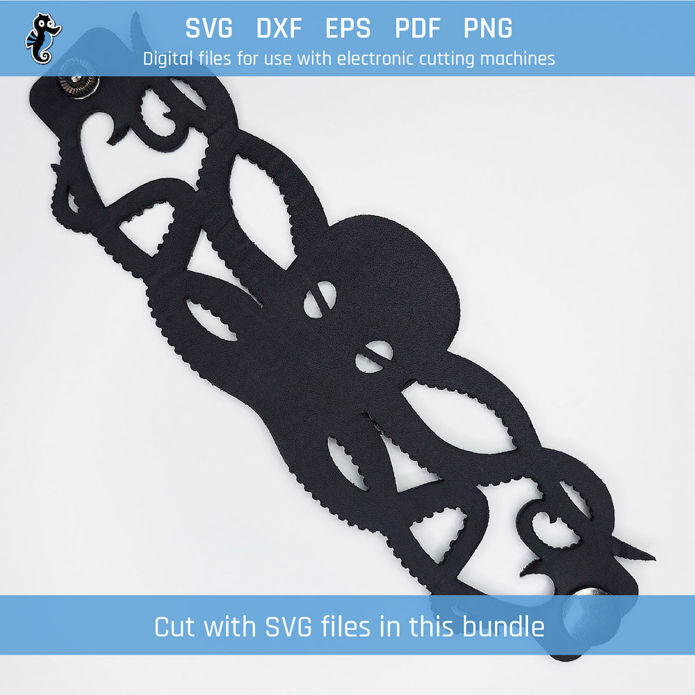 Octopus bracelet bundle demo 1 2 Example of octopus bracelet cut from SVG design file in this bundle.