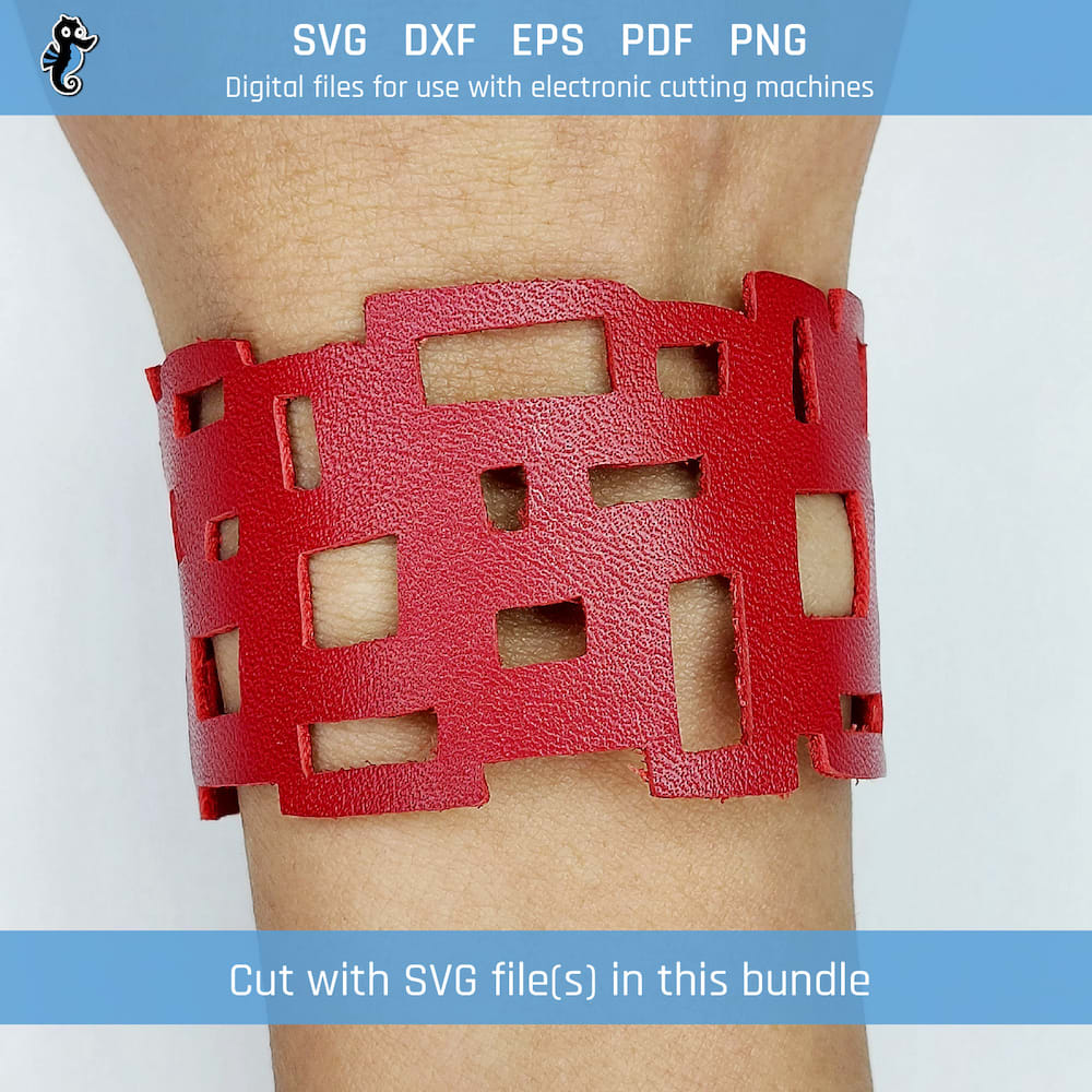 Geometric shapes bracelet bundle demo 3 Example of geometric rectangles bracelet cut from SVG design file in this bundle.