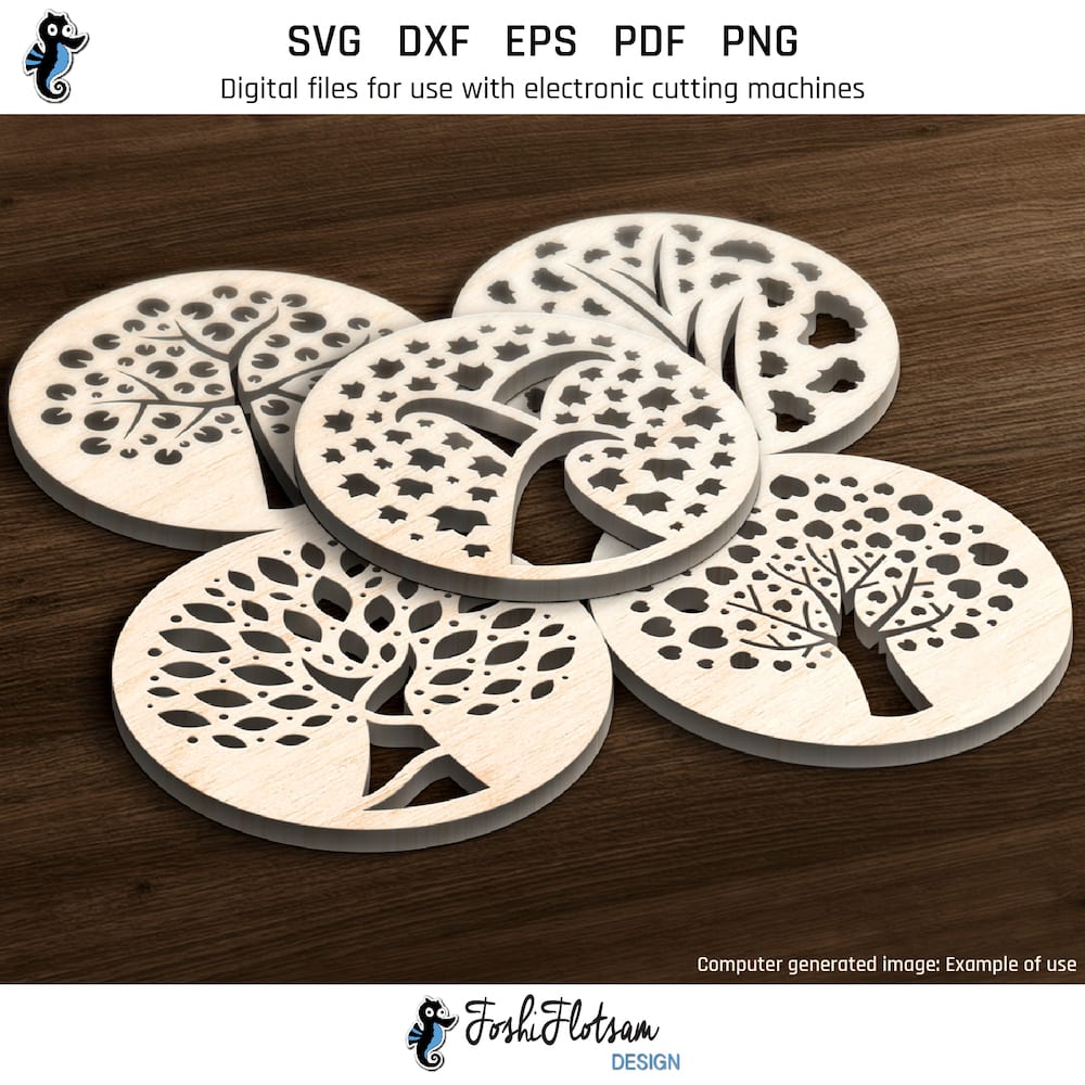 Coaster SVG - Tree coaster SVG bundle image 2 Second 5 of 15 tree coaster SVGs included in this coaster SVG bundle.