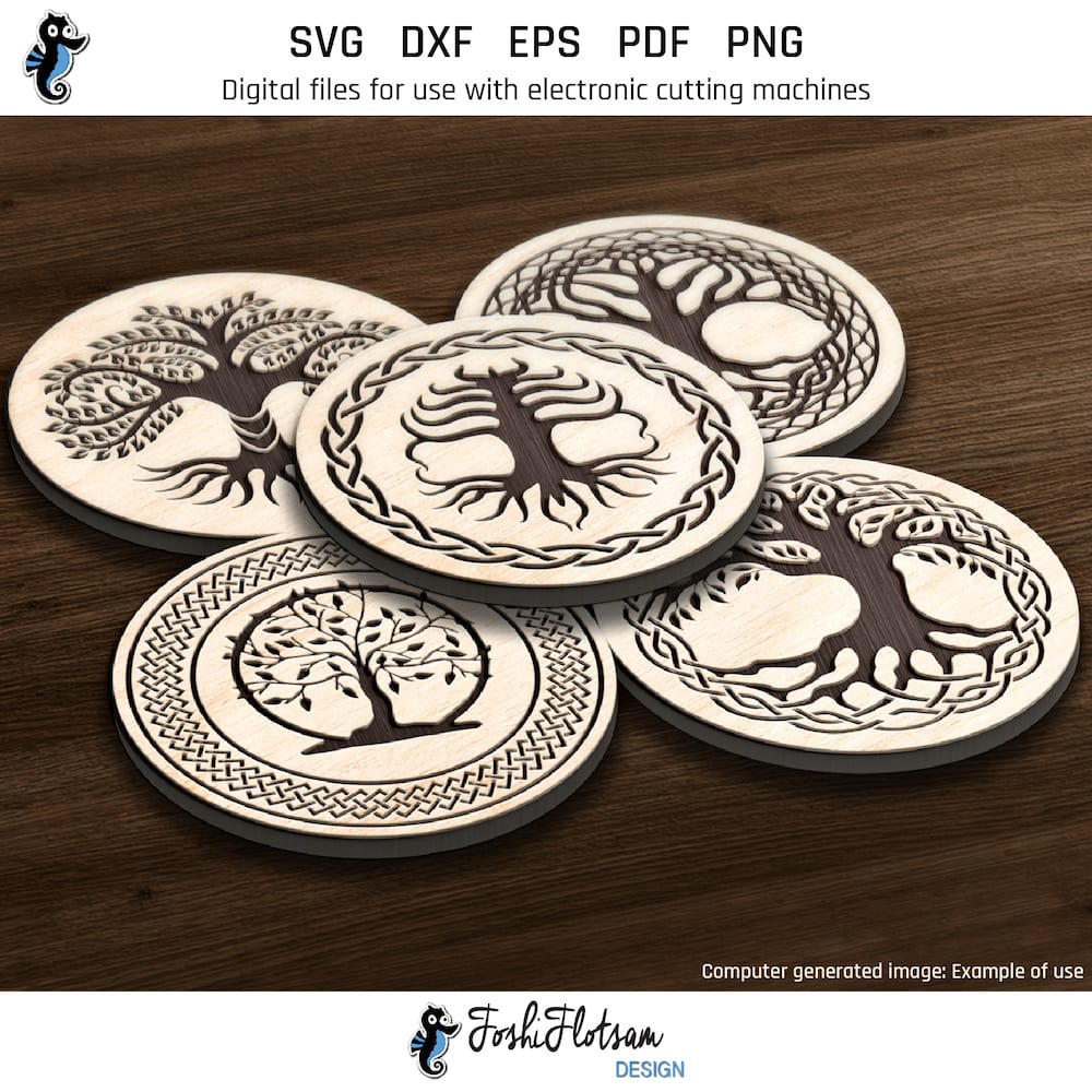 Coaster SVG - Celtic Tree of Life coaster SVG bundle image 4 Fourth 5 of 20 Celtic Tree of Life coaster SVGs included in this coaster SVG bundle.