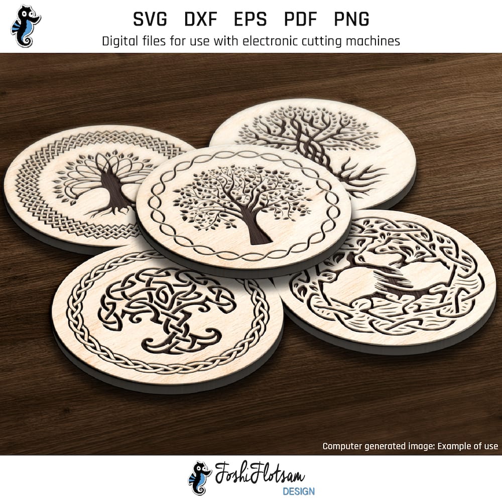 Coaster SVG - Celtic Tree of Life coaster SVG bundle image 3 Third 5 of 20 Celtic Tree of Life coaster SVGs included in this coaster SVG bundle.