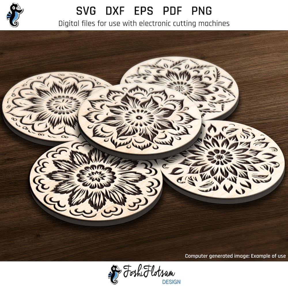 Coaster SVG - Flower SVG coaster bundle 2 image 5 Fifth 5 of 30 flower coasters included in this coaster SVG bundle.