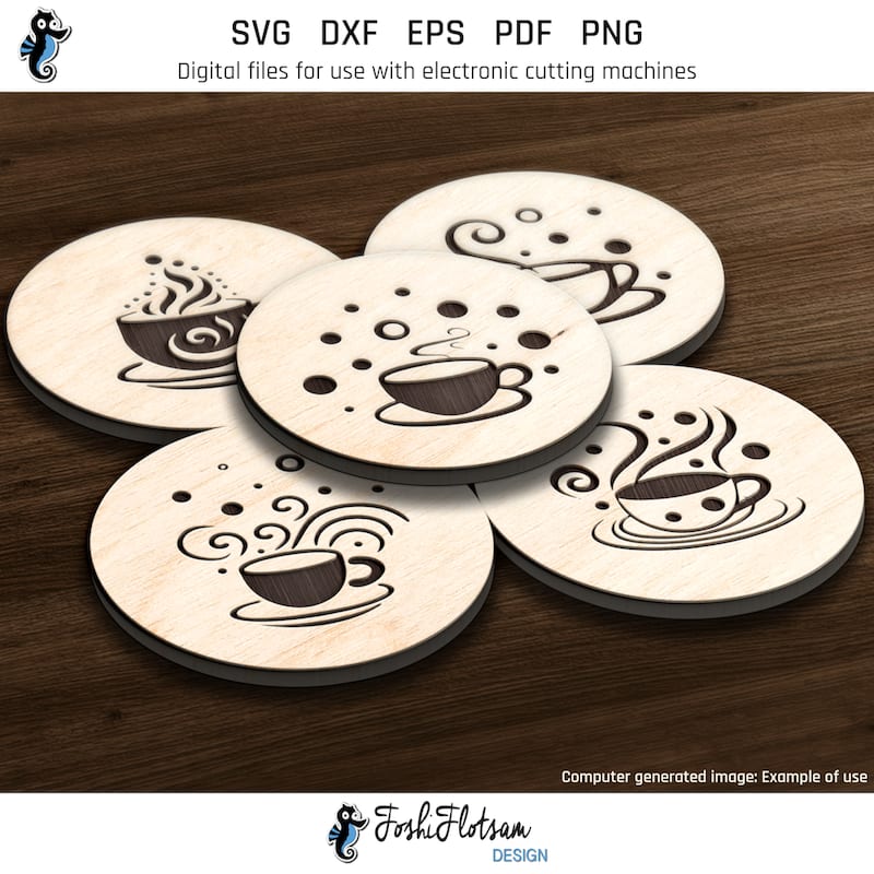 Coaster SVG - Coffee coaster SVG bundle image 3 Third 5 of 20 coffee coaster SVGs included in this coaster SVG bundle.