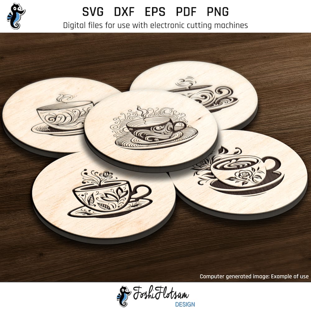 Coaster SVG - Tea coaster SVG bundle image 4 Fourth 5 of 25 tea coaster SVGs included in this coaster SVG bundle.