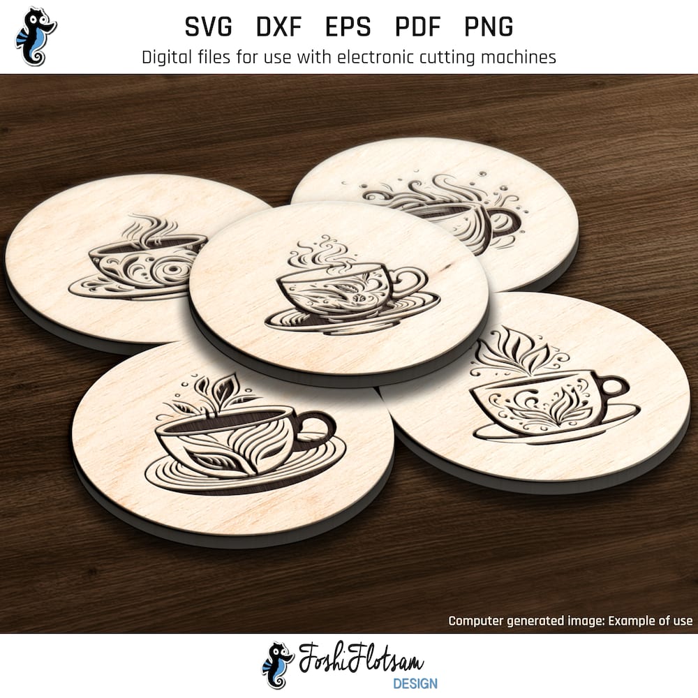 Coaster SVG - Tea coaster SVG bundle image 5 Fifth 5 of 25 tea coaster SVGs included in this coaster SVG bundle.