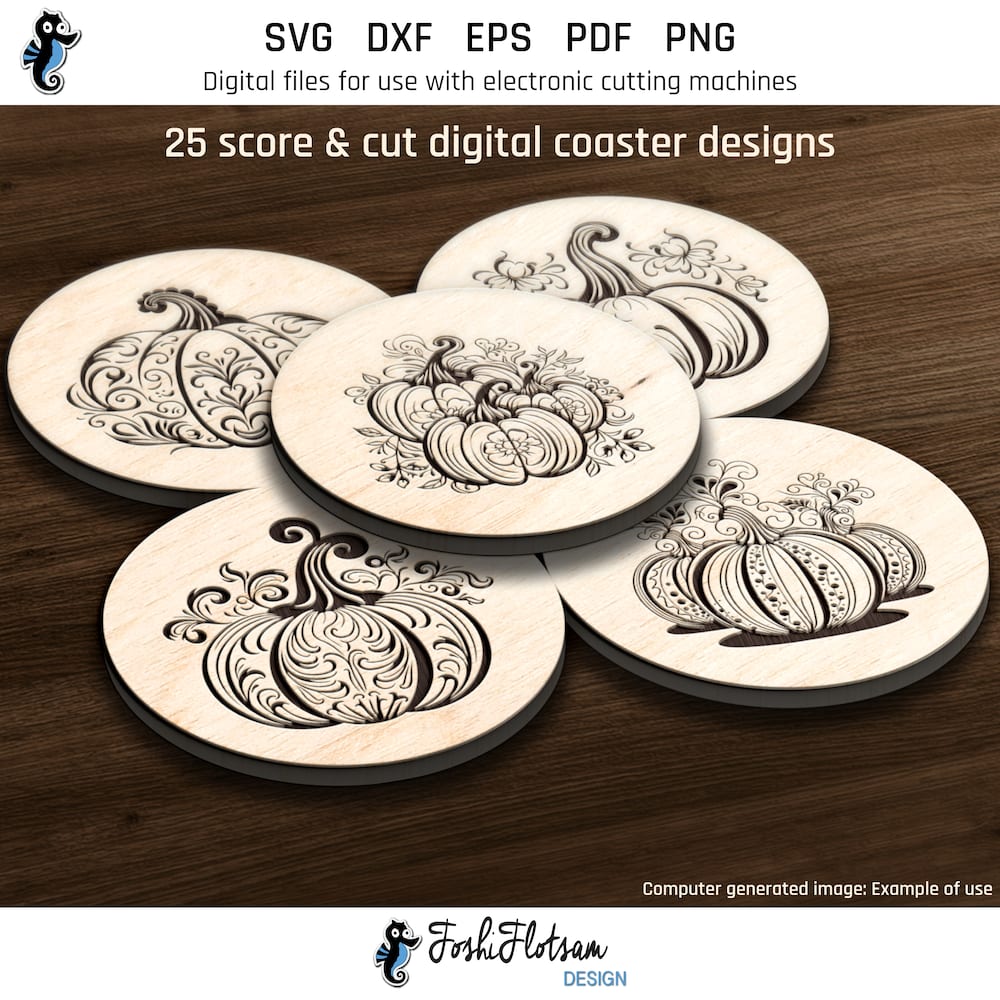 Coaster SVG - Halloween pumpkin coaster SVG bundle image 1 First 5 of 25 Halloween pumpkin coaster SVGs included in this coaster SVG bundle.