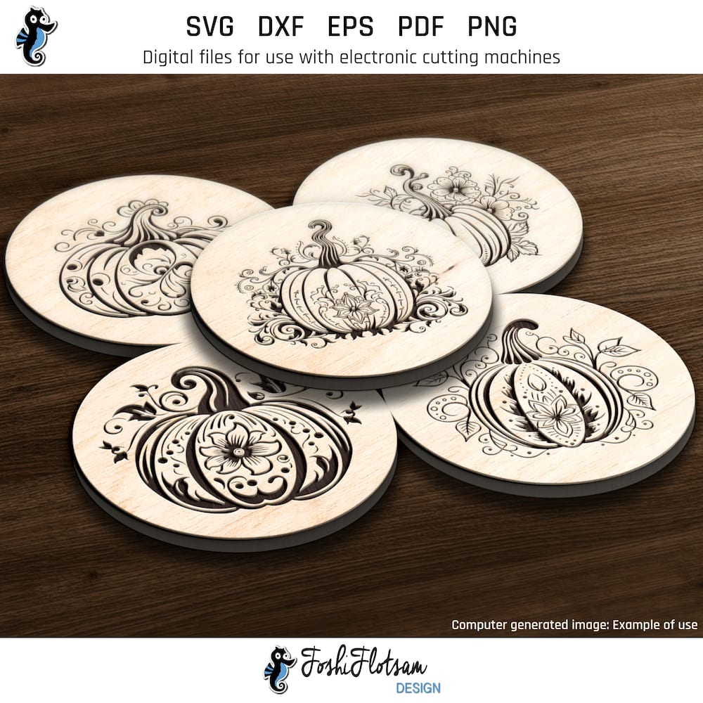 Coaster SVG - Halloween pumpkin coaster SVG bundle image 3 Third 5 of 25 Halloween pumpkin coaster SVGs included in this coaster SVG bundle.