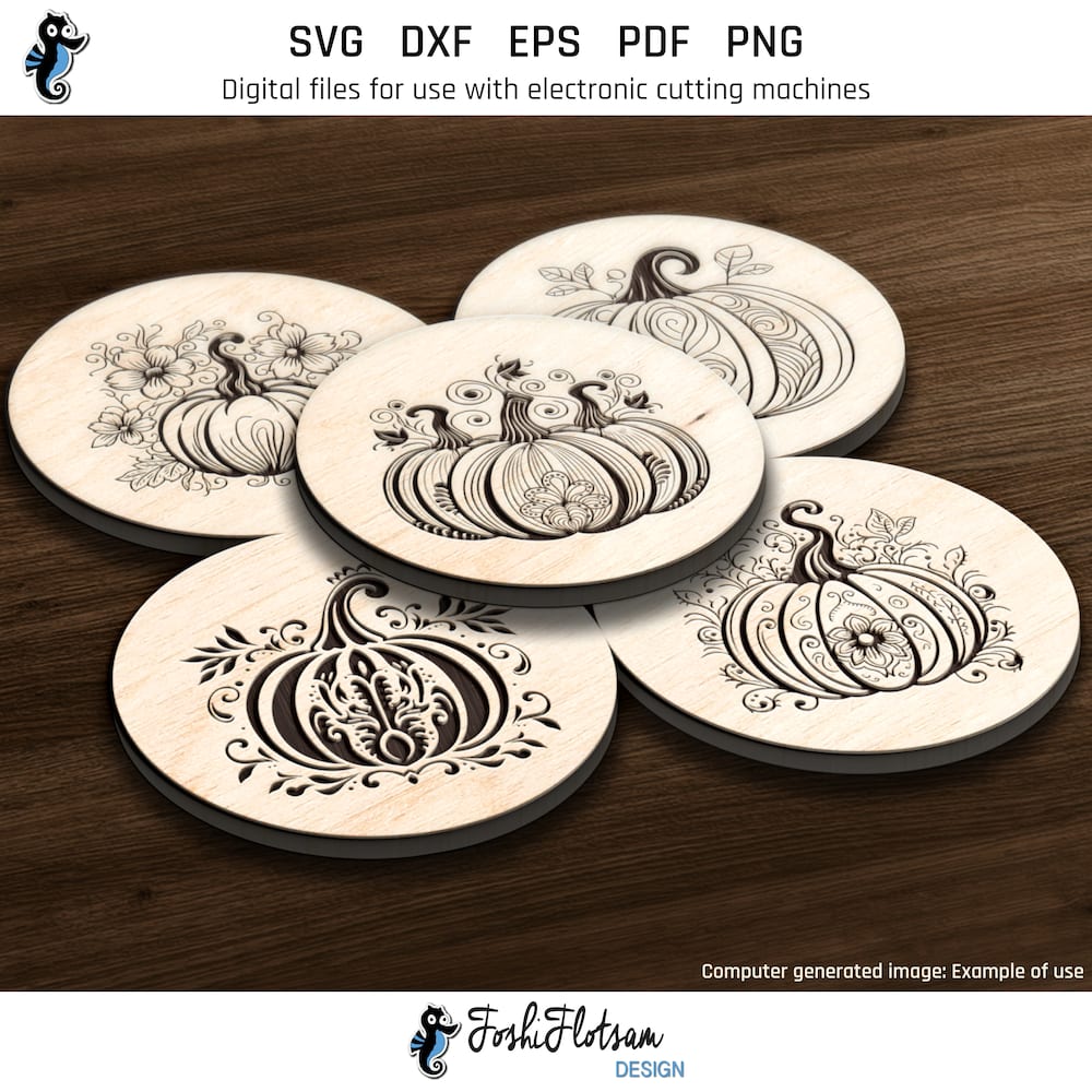 Coaster SVG - Halloween pumpkin coaster SVG bundle image 5 Fifth 5 of 25 Halloween pumpkin coaster SVGs included in this coaster SVG bundle.