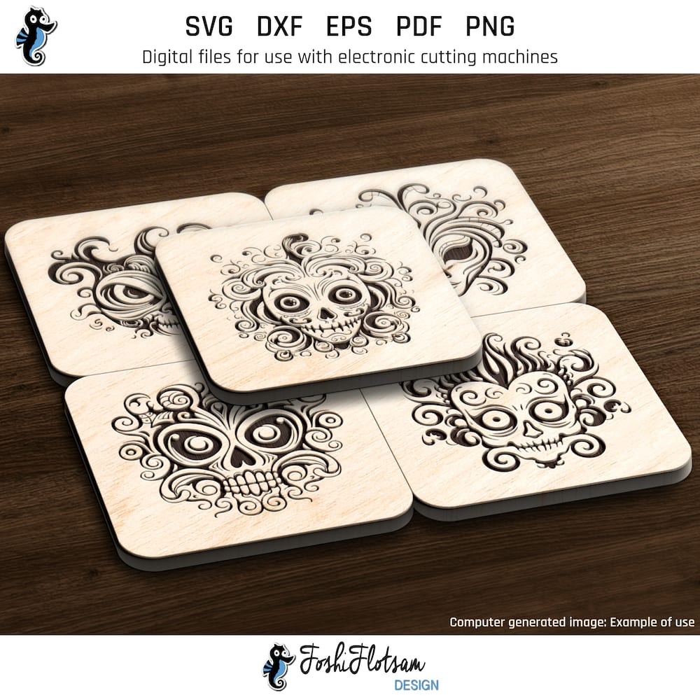 Coaster SVG - Halloween mask SVG coaster bundle image 4 Fourth 5 of 30 Halloween mask coasters included in this coaster SVG bundle.