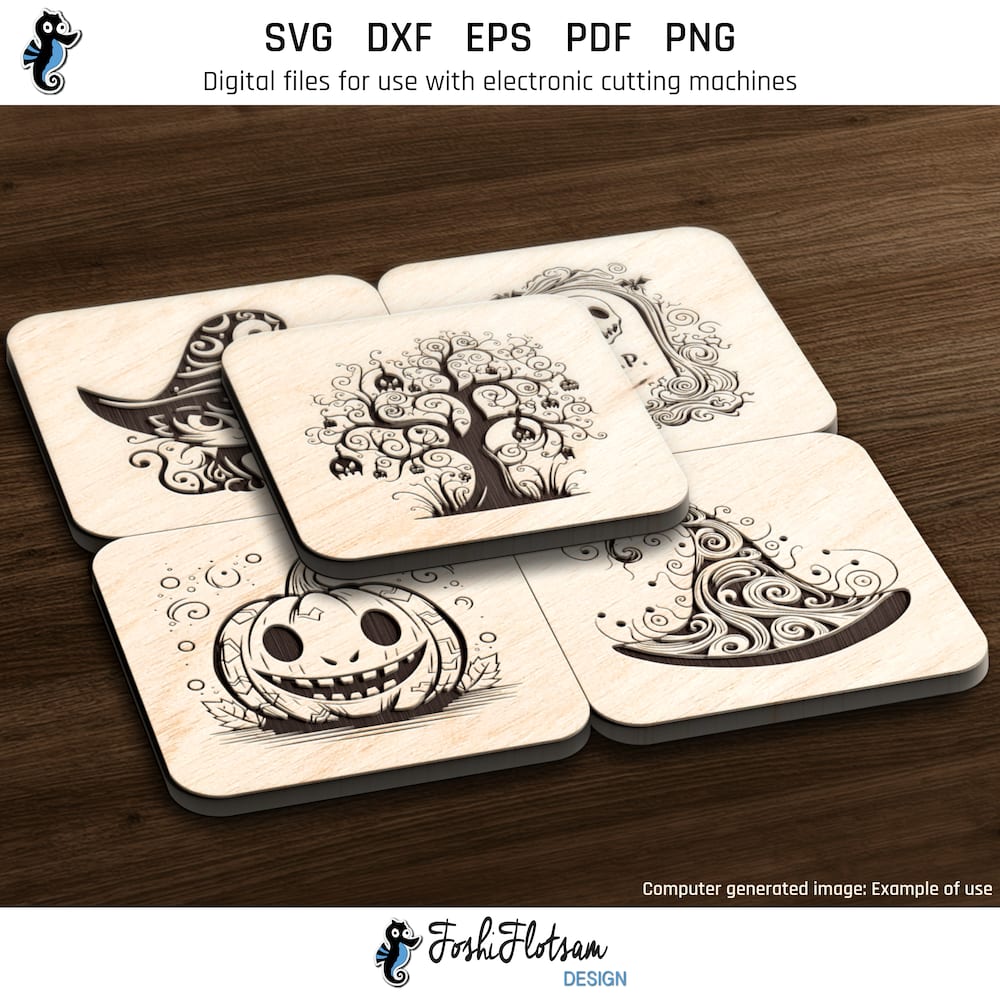 Coaster SVG - Halloween SVG coaster bundle image 2 Second 5 of 15 Halloween coasters included in this coaster SVG bundle.