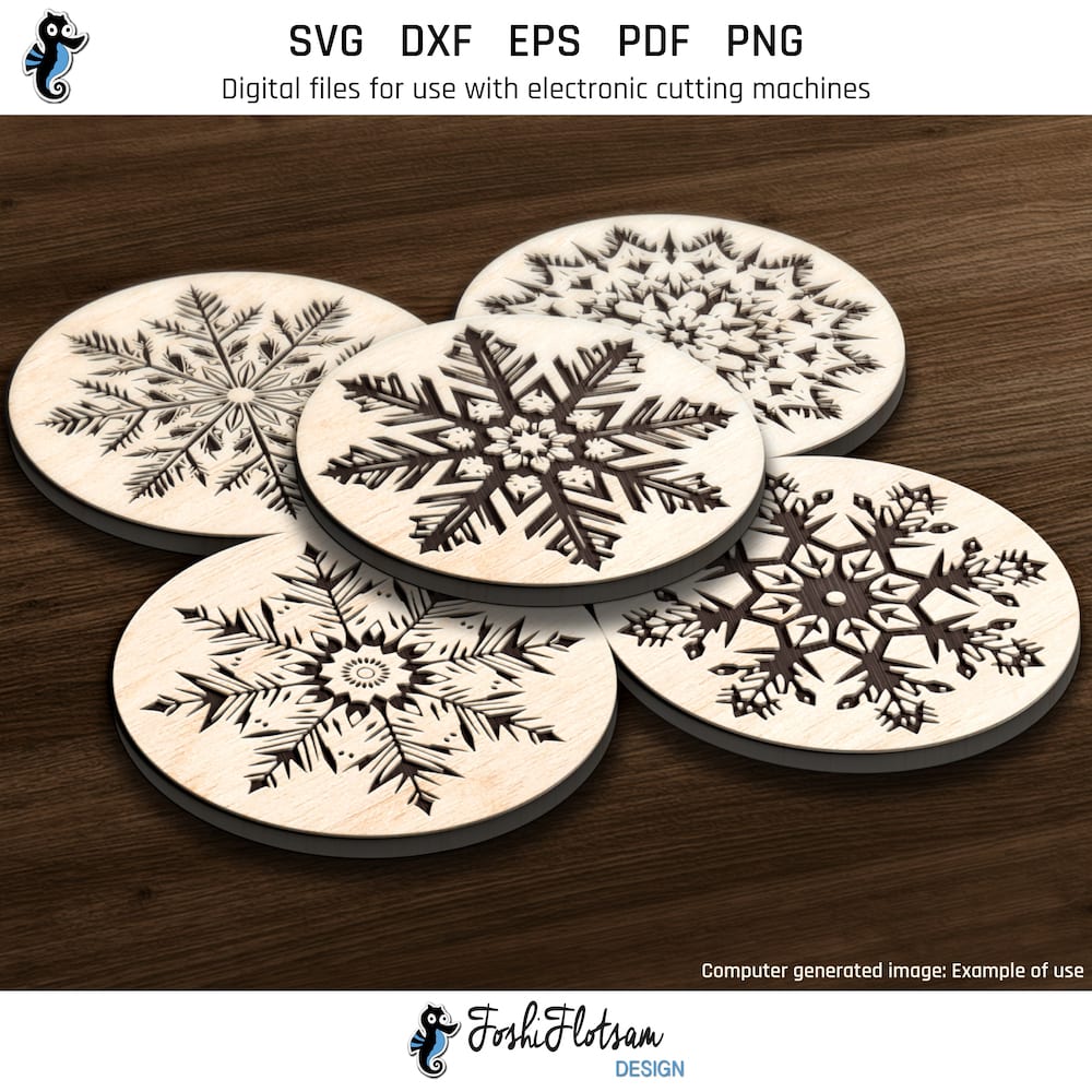 Coaster SVG - Christmas snowflake SVG coaster bundle image 2 Second 5 of 30 Christmas snowflake coasters included in this coaster SVG bundle.